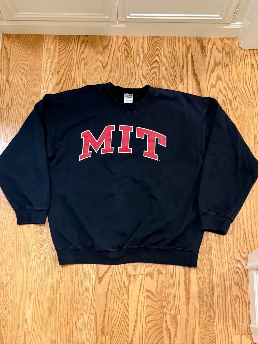 Black Crewneck Sweatshirt with Red MIT Logo